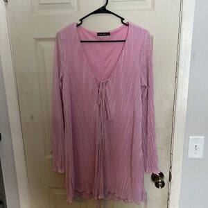 Baby Pink Tie Front Dress